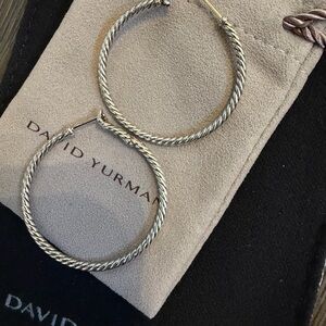 David Yurman 2.1MM Silver Cable Hoop Earrings